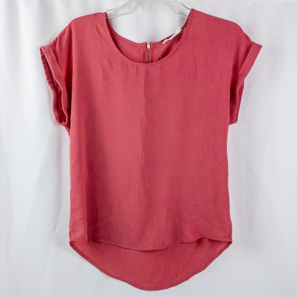 Pink Rose Sheer Pink Blouse Shirt Womens Medium